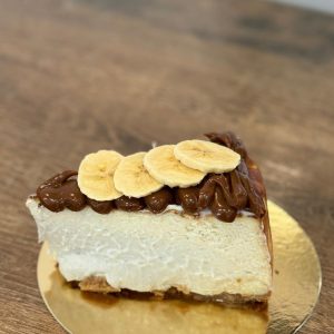 Tarta de queso con plátano y dulce de leche